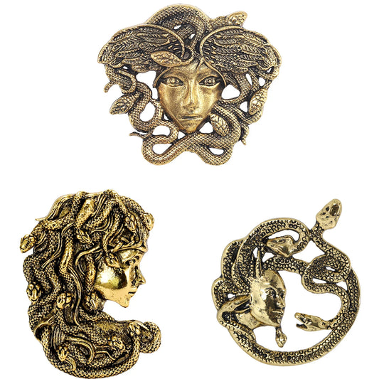 Enamel Medusa Brooch